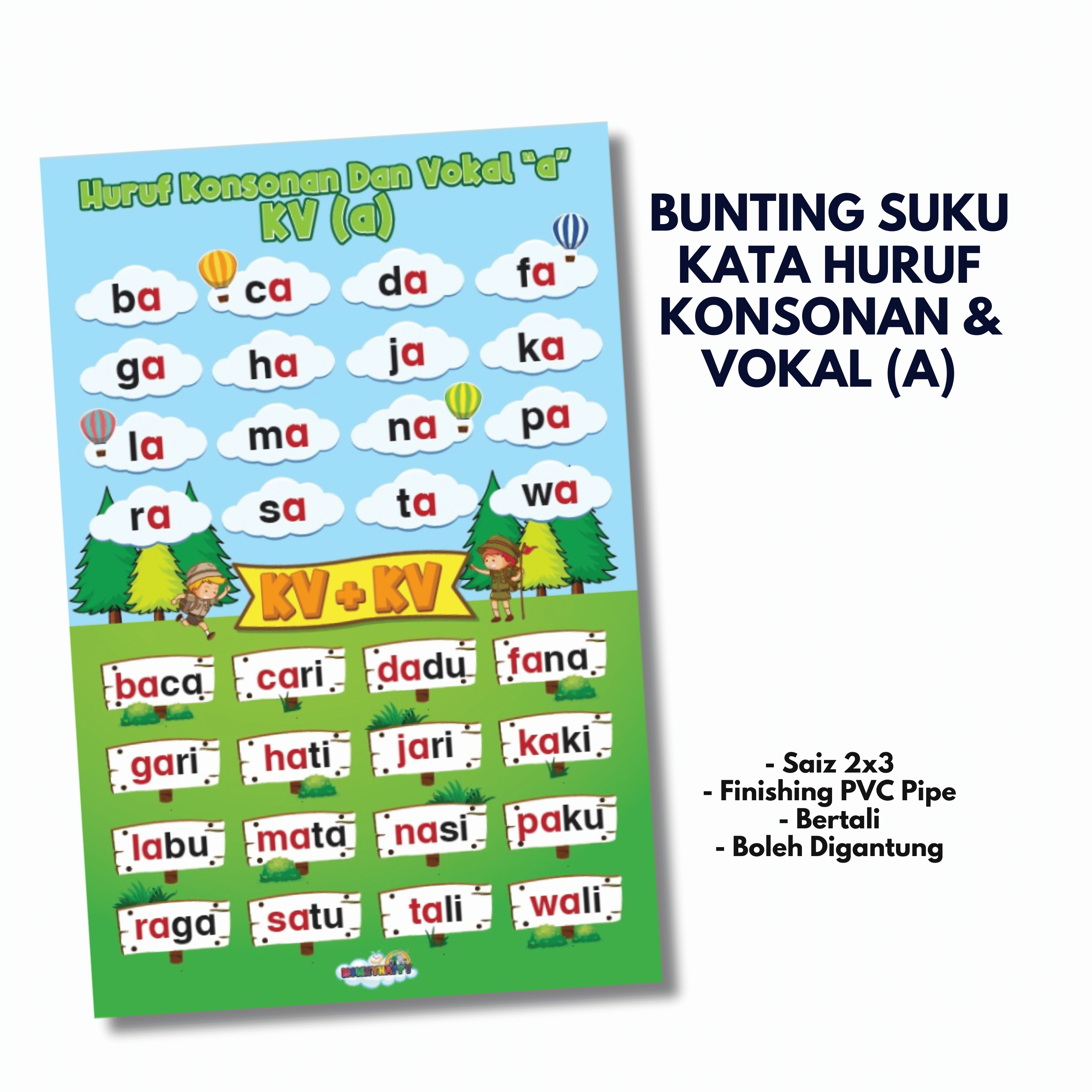 Bunting Suku Kata Huruf Konsonan & Vokal (A)