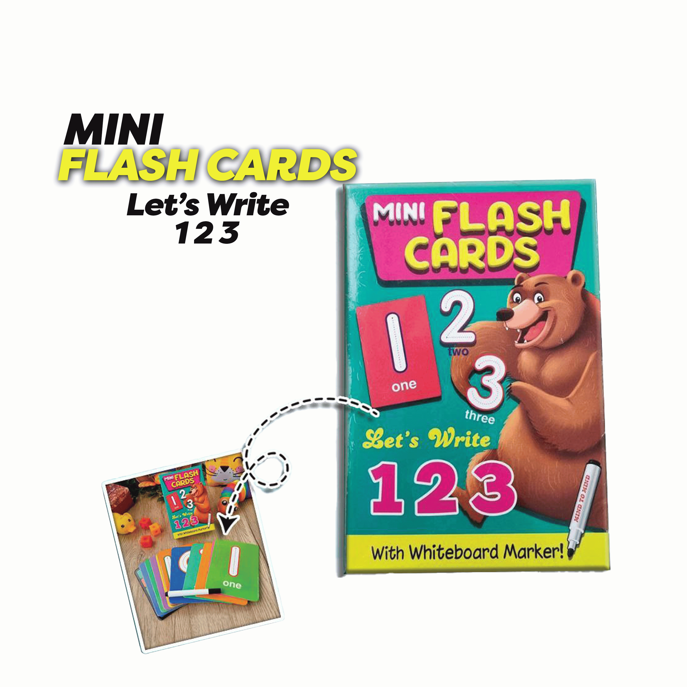 Mini Flashcards Let's Write 123 (Green) | Kad Imbas Kanak-Kanak