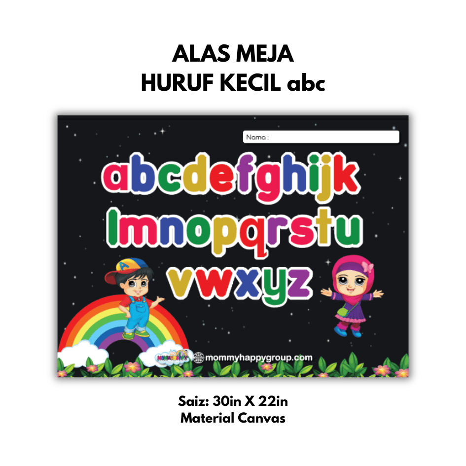 Alas Meja Huruf Kecil abc (Hitam)
