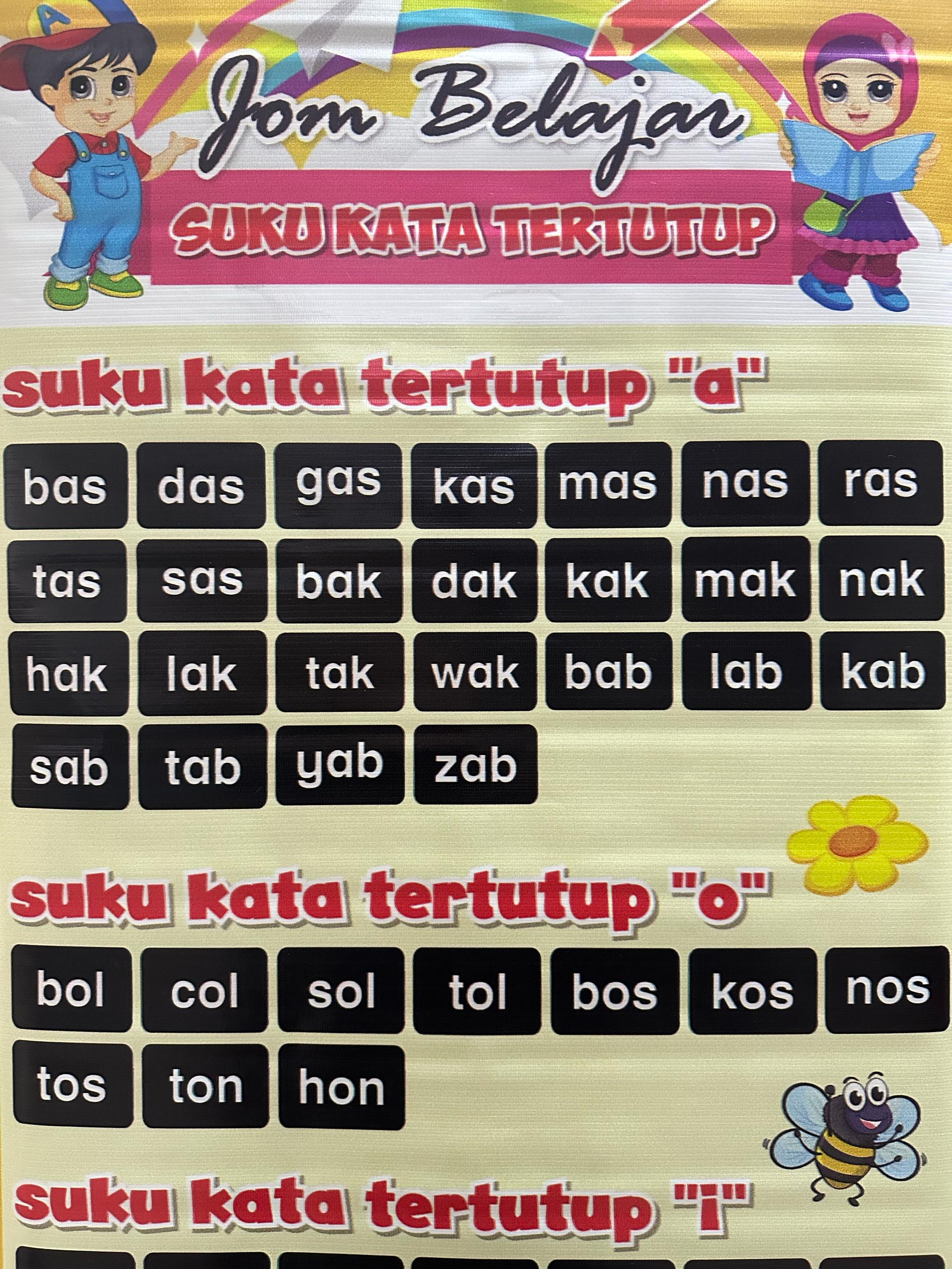 Bunting Jom Belajar Suku Kata Tertutup