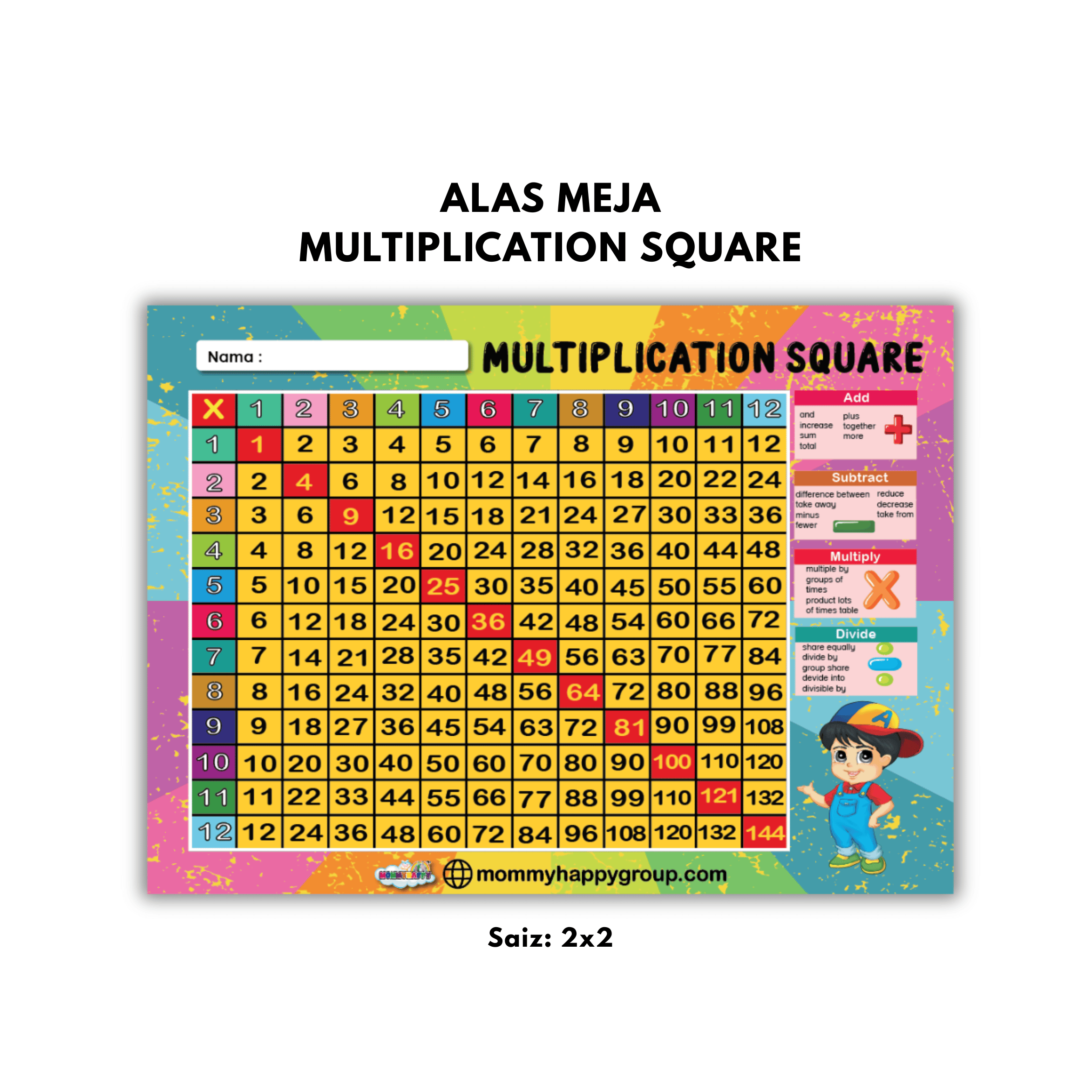 Alas Meja Multiplication Square