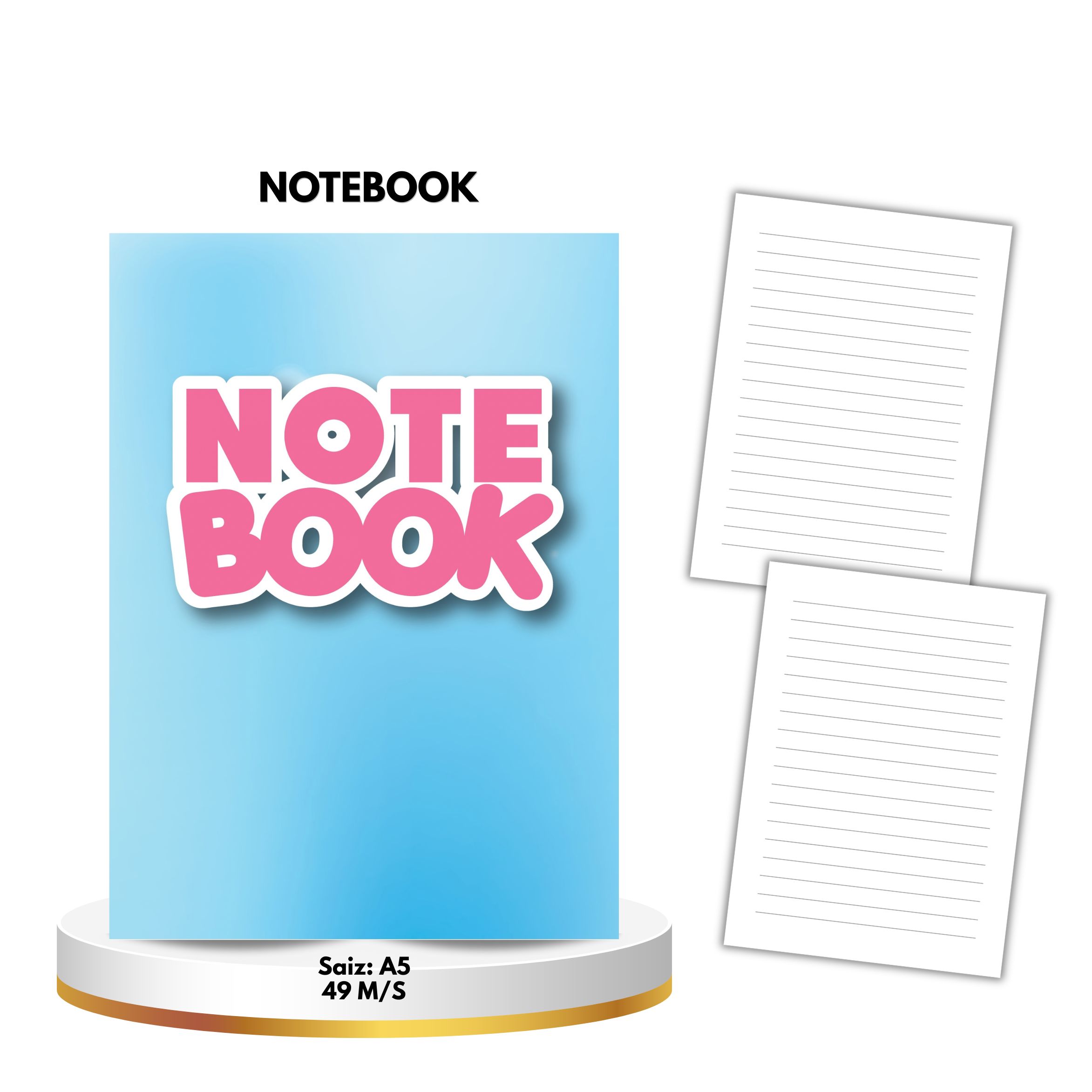 Buku Notebook saiz A6 warna biru muda