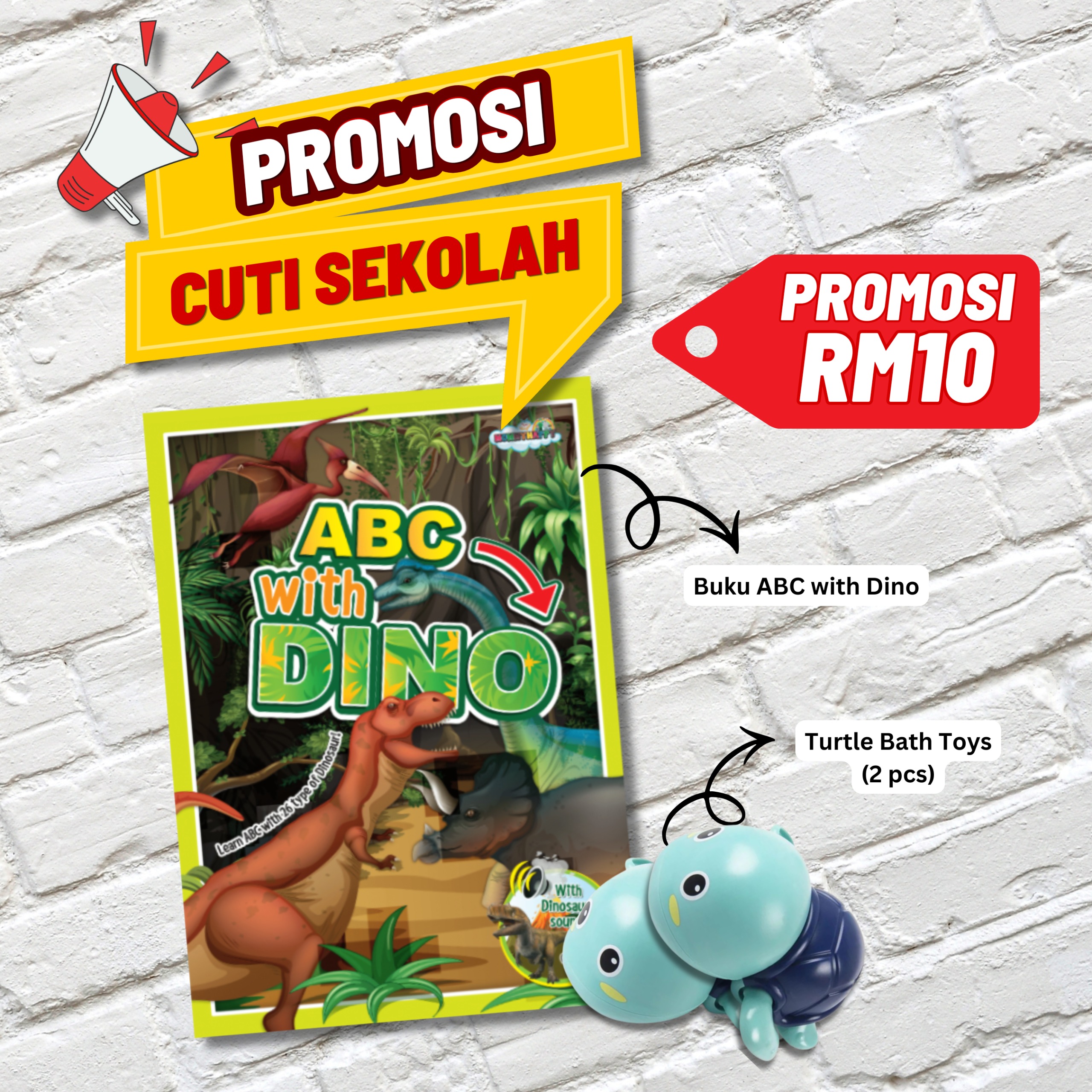 BUKU ABC DINO + TURTLE TOYS